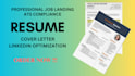 write an ats compliance resume, cover letter, linkedin optimization