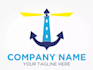 design colorfull lighthouse and sea beach logo