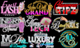 feminine,beauty cosmetics ,hair extension, eyelashes ,lips ,signature logo