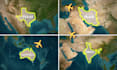 do a travel route on map and map animation