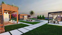 do 3d backyard landscape design with pool, patio and garden