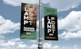 do unique feather flag, roll up banner design