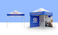 design canopy tent, feather flag, backdrop banner,