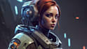 create an sci fi character art, sci fi art illustration
