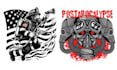 make barbeque firefighter skull emblem logo design