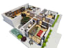 create 3d floor plan rendering and interior realistic rendering
