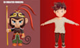 create cute 3d character models, chibi, animal, people, cartoon 3d