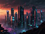 do cyberpunk futuristic city art
