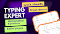 paper typing, article, mathematical equations and make worksheets