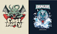 create creative dragon logo design with t shirt print vector illustration