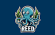 design outstanding reed octopus mascot logo with new concept