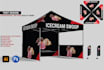 design tent, canopy tent, table cover and flag