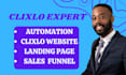 setup clixlo website, design, optimization, automation, and clixlo landing page