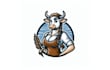 creative modern cow diary farmer mascot logo with express delivery