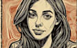draw a custom digital art portrait in linocut style
