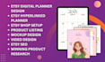 design etsy digital planner, etsy shop setup, etsy digital product seo