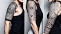 create sleeve tattoo design in geometric style