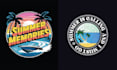 create high quality summer skeleton surfing  beach logo