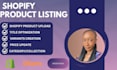 do shopify product listing, bulk upload, SEO optimization