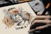 create small, minimalistic, ornamental fine line tattoo