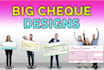 design big cheque, large cheque and selfie frames for any event