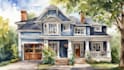 create custom house portraits in watercolor