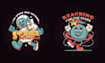 create retro gamers cartoon character logo with  t shirt design