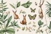 draw an animal and botanical illustration