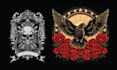 make hand drawn rose skull tattoo logo