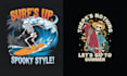 design summer skeleton horror surfing logo