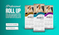 do roll up, pull up banner and signage, backdrop design