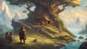 fantasy illustration, furry characters and landscapes
