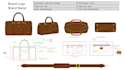 design travel bags ,trolley duffel with technical sketch