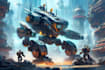 create robots and futuristic machinery idea art