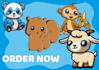 draw cute chibi, cartoon animal illustration art or stickers