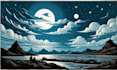 engraving linocut style digital drawing art