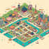 create a festival map illustration, fantasy map, city map, site map, tourist map