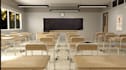 render 3d exterior school design, institution environment, 3d classroom, library