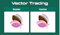 do manual vector tracing, raster to vector and redraw logo