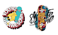 design vintage skeleton skate logo with illustration