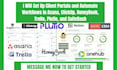 set up client portal automate workflows in asana clickup honeybook trello plutio