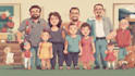 draw a vector art family portrait