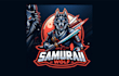 do creative samurai wolf mascot logo with express delivery
