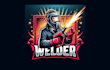 do a creative welder mascot logo with unique creativity