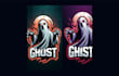 do unique spooky ghost mascot logo with free vector file