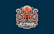make a unique octopus vintage logo with super color