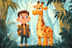 draw an expressive animal and human cartoon character