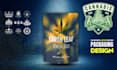 design cannabis and marijuana logo with custom weed pouch packaging design