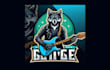 design an wolf guitar mascot logo with creative concepts