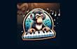 make an monkey piano mascot logo with creative concepts